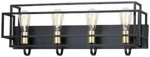 MAXIM 10244BKSBR Liner 4-Light " Wide Black / Satin Brass Vanity Light