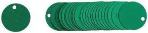 BRADY 49903 Blk Tag,1-1/2 x 1-1/2 In,Grn,Al,Rnd,PK25