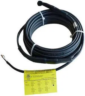 ZORO SELECT 13R099 Electric Heating Cable, 240VAC, 24 ft Length, Waterproof,