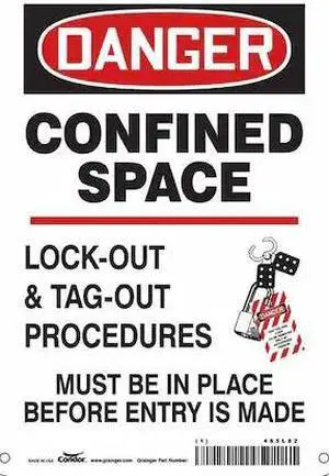 CONDOR 465L82 Safety Sign, 10 in Height, 7 in Width, Aluminum, Horizontal