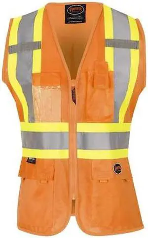 PIONEER V1021850U-XL Ladies Mesh Back Vest,Orange,XL