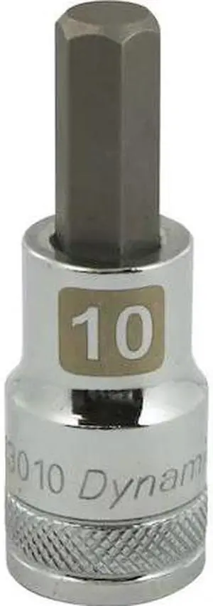 DYNAMIC D013010 Tools 1/2" Drive Metric Hex Head, 10mm Bit Std Length, Chrome