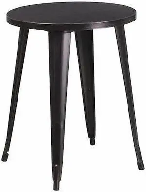 24'' Round Black-Antique Gold Metal Indoor-Outdoor Table