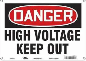 CONDOR 479T69 Safety Sign, 10 in Height, 14 in Width, Polyethylene, Horizontal