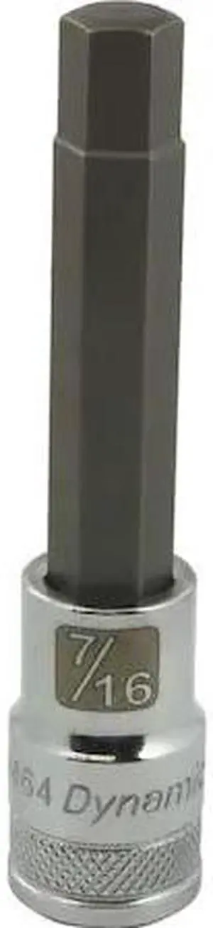 DYNAMIC D013464 Tools 1/2" Drive SAE Hex Head, 7/16" Long Bit, Chrome Finish