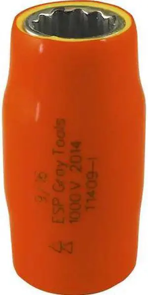 GRAY TOOLS 1409-I Socket 9/16" X 1/2" Drive, 12 Point Standard Length, 1000V
