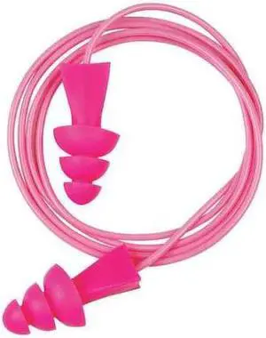 TASCO 19020 Reusable Corded Ear Plugs, Flanged Shape, 27 dB, 100 Pairs, Pink