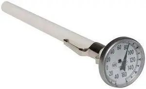 ZORO SELECT 6DKD1 5" Stem Analog Dial Pocket Thermometer, -40 Degrees  to 160