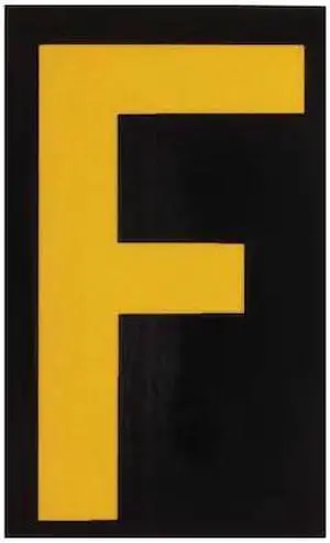 BRADY 5890-F Reflective Numbers And Letters,F,PK25