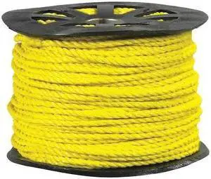 PARTNERS BRAND TWR109 Twisted Polypropylene Rope, 5/8", 5,600 lb, Yellow,