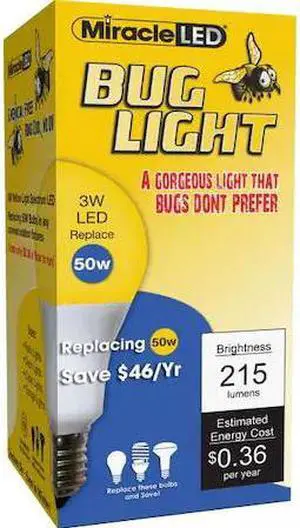 MIRACLE LED 602176 3W Low Profile LED Bug Light Amber Glow Replace 50W