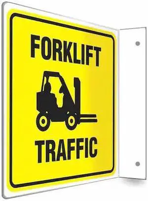 CONDOR 480W62 High Visibility Safety Sign, 8 in H, 8 in W, PETG, L-Shape