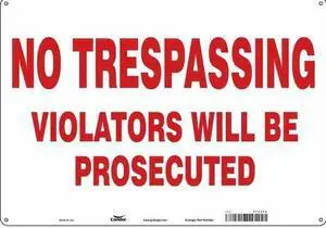 CONDOR 473J16 Safety Sign, 14 in H, 20 in W, Aluminum, Horizontal Rectangle,