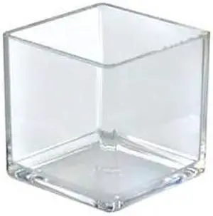 AZAR DISPLAYS 556304 4" Deluxe Clear Acrylic Cube Bin, PK4