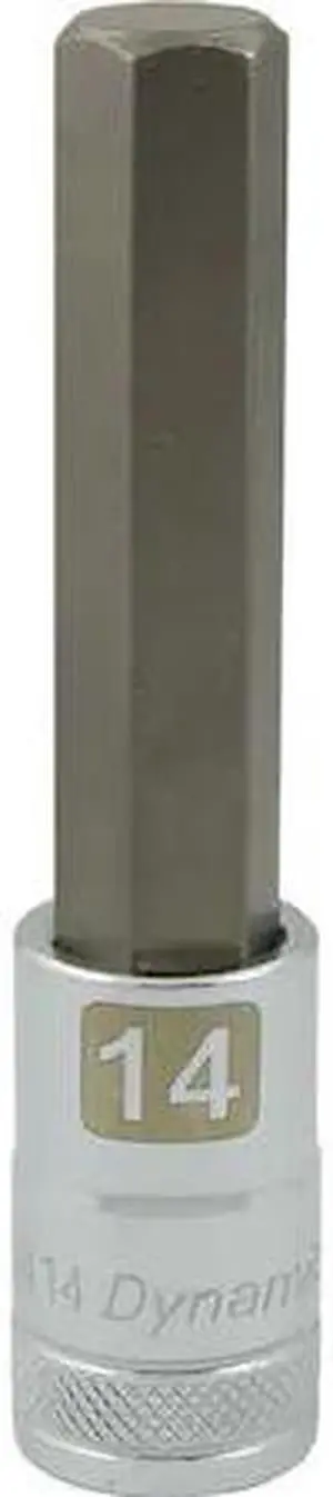 DYNAMIC D013414 Tools 1/2" Drive Metric Hex Head, 14mm Long Bit, Chrome Finish