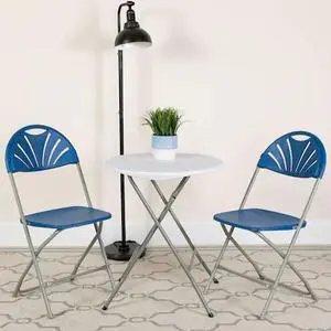 FLASH FURNITURE 8-LE-L-4-BL-GG Blue Plastic Folding Chair,PK8