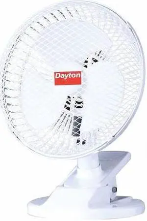 DAYTON 410C95 6" Table & Floor Fan, Non-Oscillating, 2 Speeds, 120VAC, White