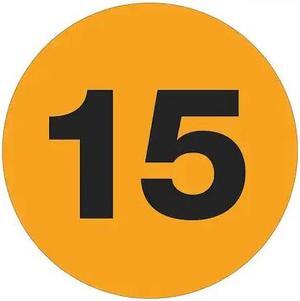 TAPE LOGIC DL1356 Tape Logic Number Labels, "15", 3" Circle, Fluorescent