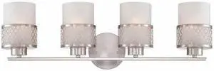 NUVO 60-4684 Fusion 4 Light Vanity Fixture Frosted Glass Brushed Nickel