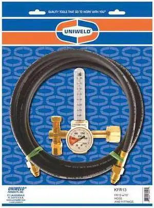 UNIWELD KFR13 Flowmeter Regulator and Hose Kit, Carbon Dioxide, Single Stage,