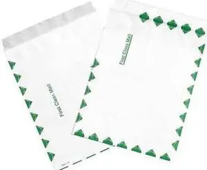 TYVEK TYF0912FC Tyvek Flat Envelopes, 9" x 12", First Class, White/Green, PK100