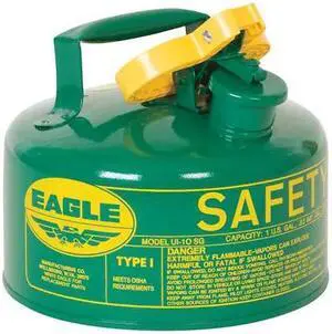 EAGLE MFG UI10SG Type I Safety Can, Galvanized Steel, 1 gal, Green, 9 in Dia.,