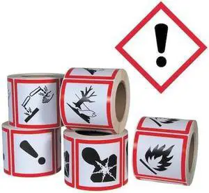 GHS SAFETY GHS1263 Pictogram Label,Exclamation Mark,PK500