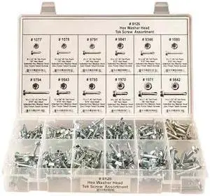 DISCO 8126 Hex Washer Head Tek Screw Assort,295 PCS