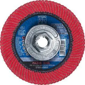 PFERD 67405 4-1/2" x 5/8-11 Thd. POLIFAN® Flap Disc - CO SGP CURVE STEELOX,