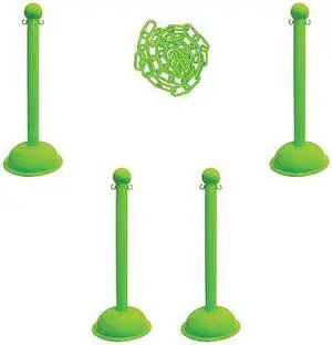 ZORO SELECT 71314-4 Barrier Post Kit, Safety Green, 41 in Post Height, Gloss