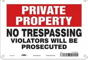 CONDOR 473M23 Safety Sign, 7 in Height, 10 in Width, Aluminum, Vertical