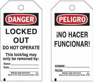 BRADY 133495 Lockout Tag,5-3/4" H,3" W,Paper