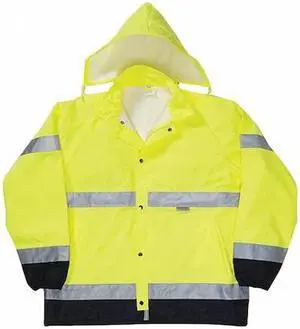 OCCUNOMIX LUX-TJR-Y4X 4XL Rain Jacket, Hi-Visibility Lime/Black