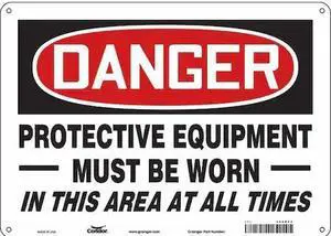 CONDOR 466R33 Safety Sign, 10 in Height, 14 in Width, Aluminum, Horizontal