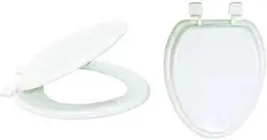 ZORO SELECT 65907 Toilet Seat With Cover, Wood, Elongated, White