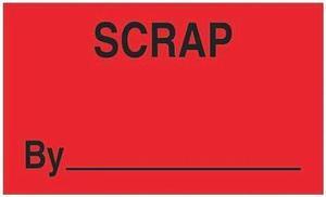 TAPE LOGIC DL3361 Tape Logic® Labels, "Scrap By", 3" x 5", Fluorescent Red,