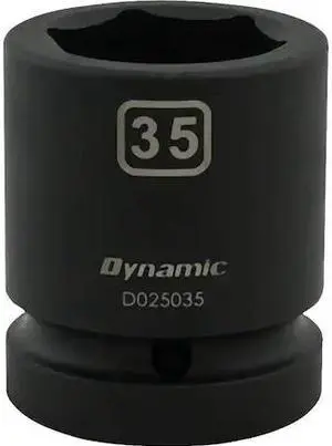 DYNAMIC D025035 1" Drive Standard Socket, Black Phosphate, Tools 35MM X 1"