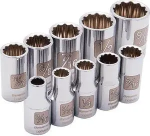 DYNAMIC D004007 Tools 1/4" Drive 10 Piece 12 Point, Std SAE Socket Set, 3/16" -