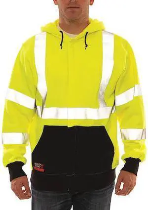 TINGLEY S88122 Job Sight FR Hooded Sweatshirt, Yellow/Black, M