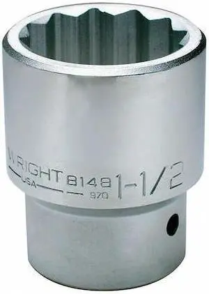 WRIGHT TOOL 8164 1 in Drive, 2" SAE Socket, 12 Points, 1 in. Dr,2 in.,