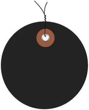 PARTNERS BRAND G26065W Plastic Circle Tags, Pre-Wired, 2", Black, 100/Each