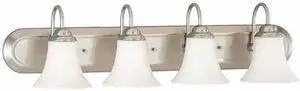 NUVO 60-1835 Dupont 4 Light Vanity Satin White Glass Brushed Nickel