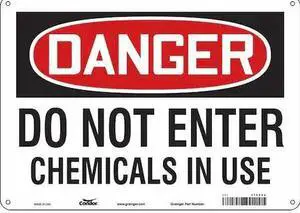 CONDOR 475Z22 Chemical Sign, 10 in H, 14 in W, Polyethylene, Horizontal