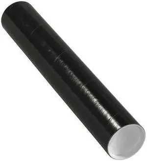 PARTNERS BRAND P3018BL Mailing Tubes with Caps, 3" x 18", Black, PK24