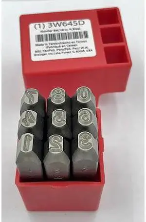 ZORO SELECT 3W645 Number Set,1/4 In. H,Steel