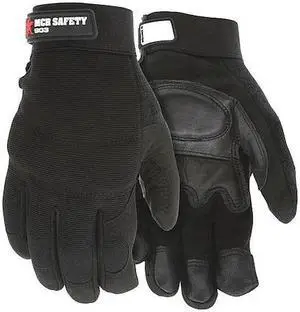 MCR SAFETY 903XL Mechanics Gloves, Goatskin, Nylon, Spandex(R), Hook-and-Loop