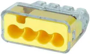 IDEAL 30-1034J Push-In Connector, 4-Port, Yellow,PK200