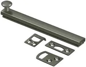 DELTANA 6SBCS15A Surface Bolt, Concealed Screw, Heavy Duty Antique Nickel 6"
