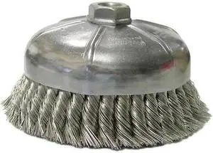WEILER 12456 6" Single Row Knot  Cup Brush.014" Stainless , 5/8"-11 UNC Nut