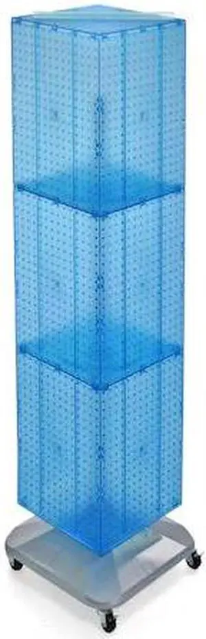 AZAR DISPLAYS 701465-BLU Four-Sided Pegboard Tower Revolving Display Panel Size
